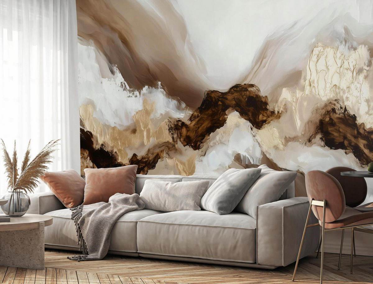 FOTOTAPETE Marmor Abstrakt Braun 312x219 cm - Multicolor, Textil (312/219cm) - Wallarena