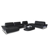 WOHNLANDSCHAFT Bari XXL - Schwarz, Leder (456/89/329cm) - Sofa Dreams