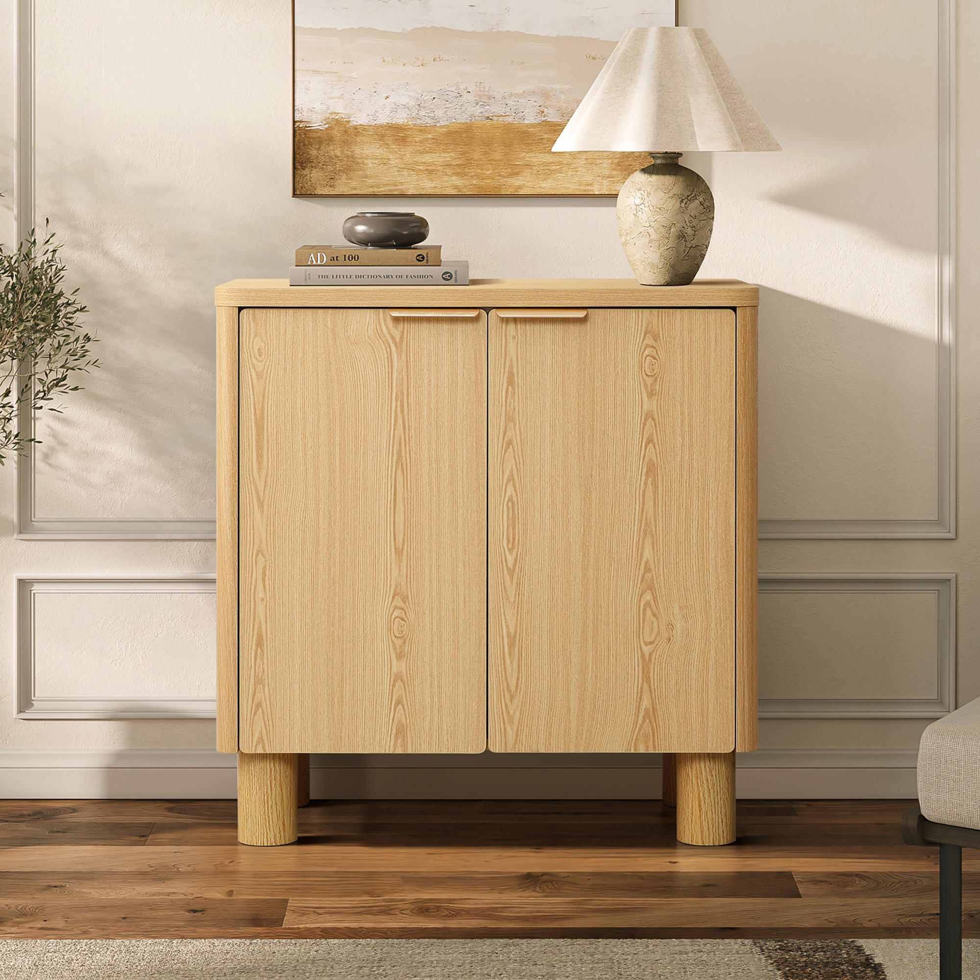 MODERNES Sideboard Wohnzimmer, Kommode mit 2 Türen | B72 x T39,5 x H75 cm - Eichefarben/Braun, Holz (72/75/39.5cm) - Hometopia