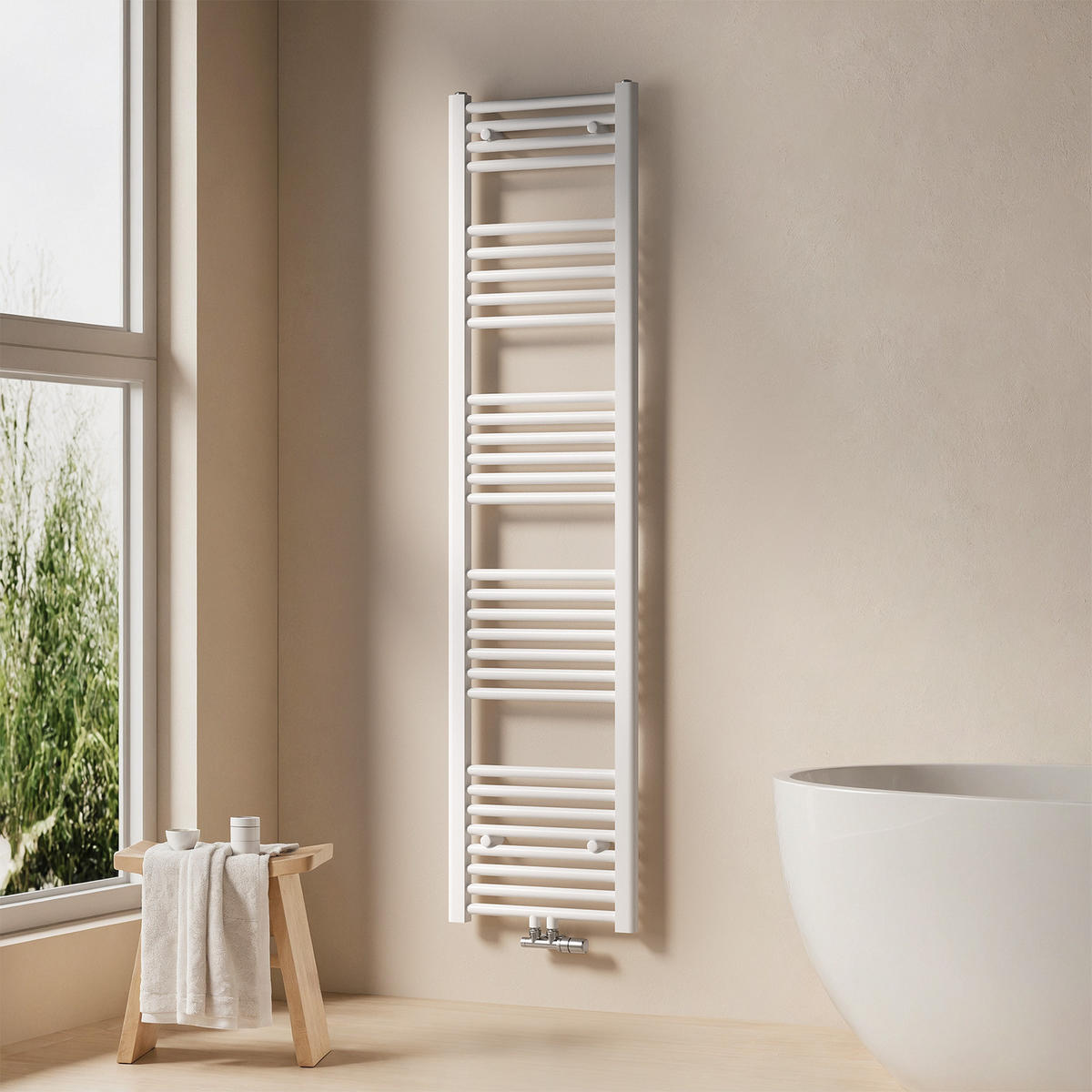 HEIZKÖRPER Handtuchheizkörper wasserführend 160/40/3 cm - Weiß, Metall (40/160/3cm) - EMKE