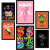 POSTER Set Mit 6 Grafiti Pop Warhol Lakers A3 & A4 Schwarzer Rahmen - Schwarz, Papier (29/3/42cm) - Nacnic