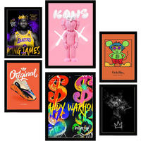 POSTER Set Mit 6 Grafiti Pop Warhol Lakers A3 & A4 Schwarzer Rahmen - Schwarz, Papier (29/3/42cm) - Nacnic