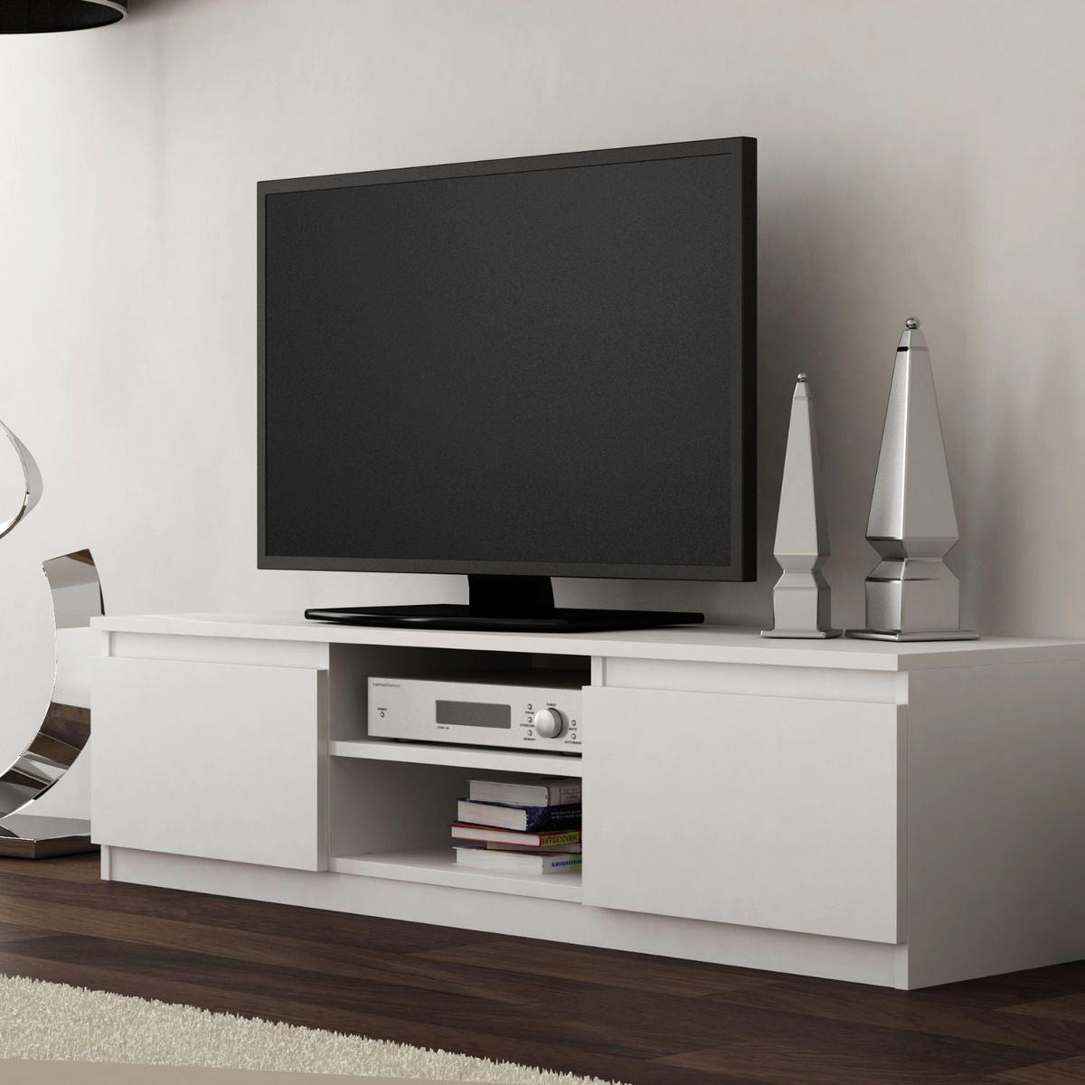 TV Lowboard Frank - Weiß, Holzwerkstoff (140/36/40cm) - kommodly