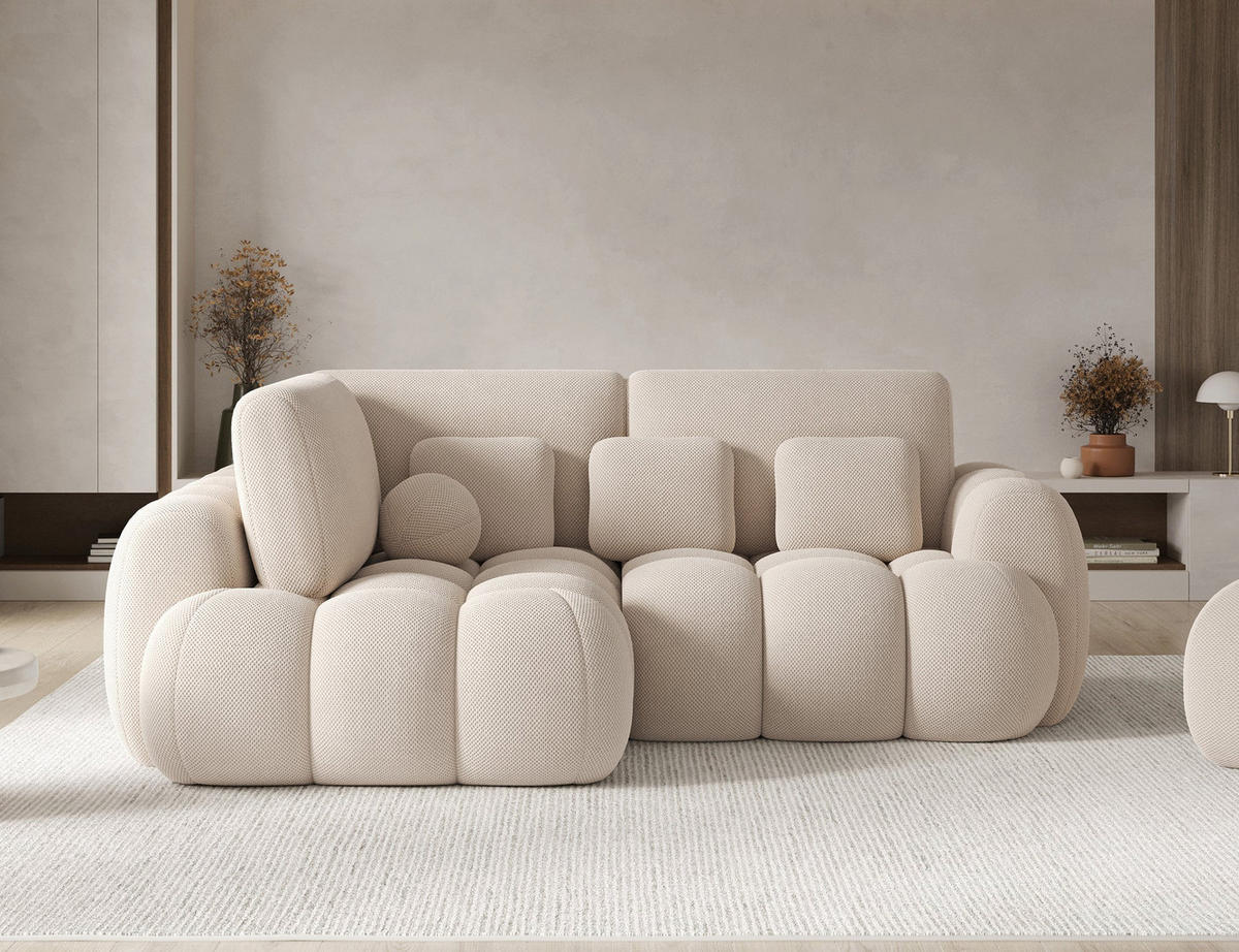 ECKSOFA COZION L-Form mit Schlaffunktion & Bettkasten – Modernes 3-Sitzer Sofa, HR-Kaltschaum, Wellenfederung, 267 × 165 cm - Beige/Schwarz, Kunststoff (165/267cm) - Wohnideebilder