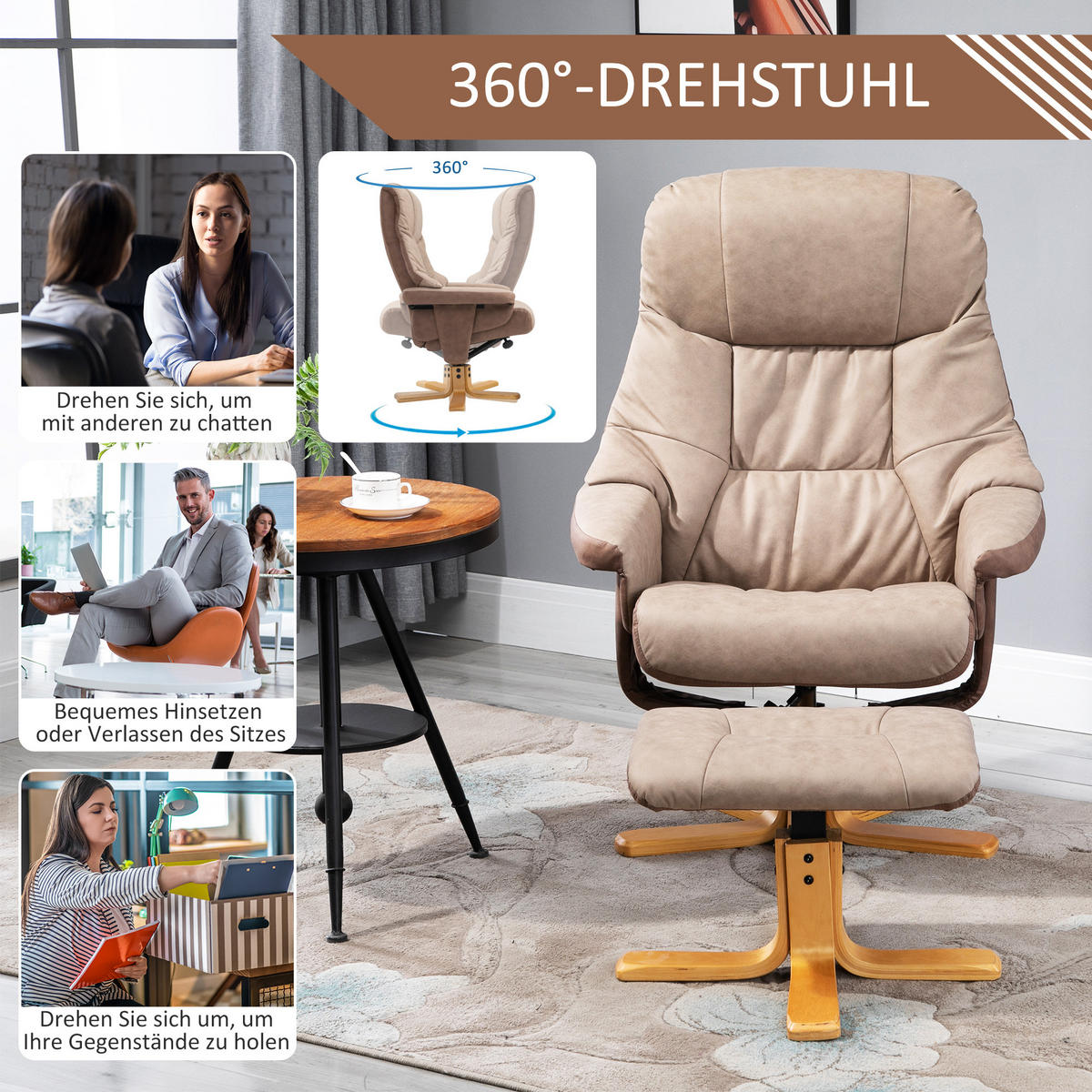 RELAXSESSEL, Fernsehsessel, Braun - Braun, Kunststoff (82.5/109/78cm) - HOMCOM