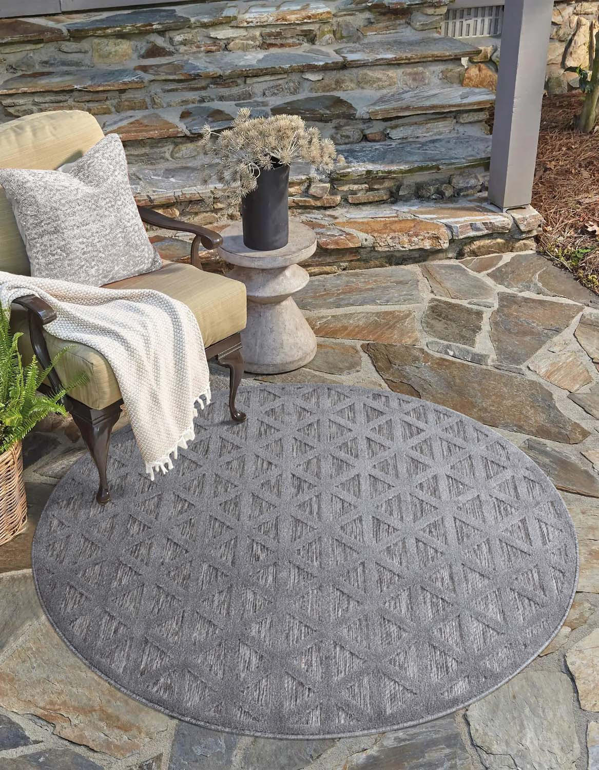 OUTDOOR-TEPPICH Santorini 446 Anthrazit 200 cm Rund - Anthrazit, Textil (200/200cm) - carpet city