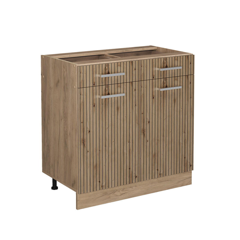 KÜCHENUNTERSCHRANK R-Line Artisan-Eiche 80 cm ohne AP - Honigeiche/Eiche Wotan, Holzwerkstoff (80/81.6/46cm) - Vicco