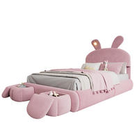 POLSTERBETT Hasenohren 140/200 cm Rosa mit LED, Hydraulik und Stauraum - Rosa, Textil (140/200cm) - MIVRAY