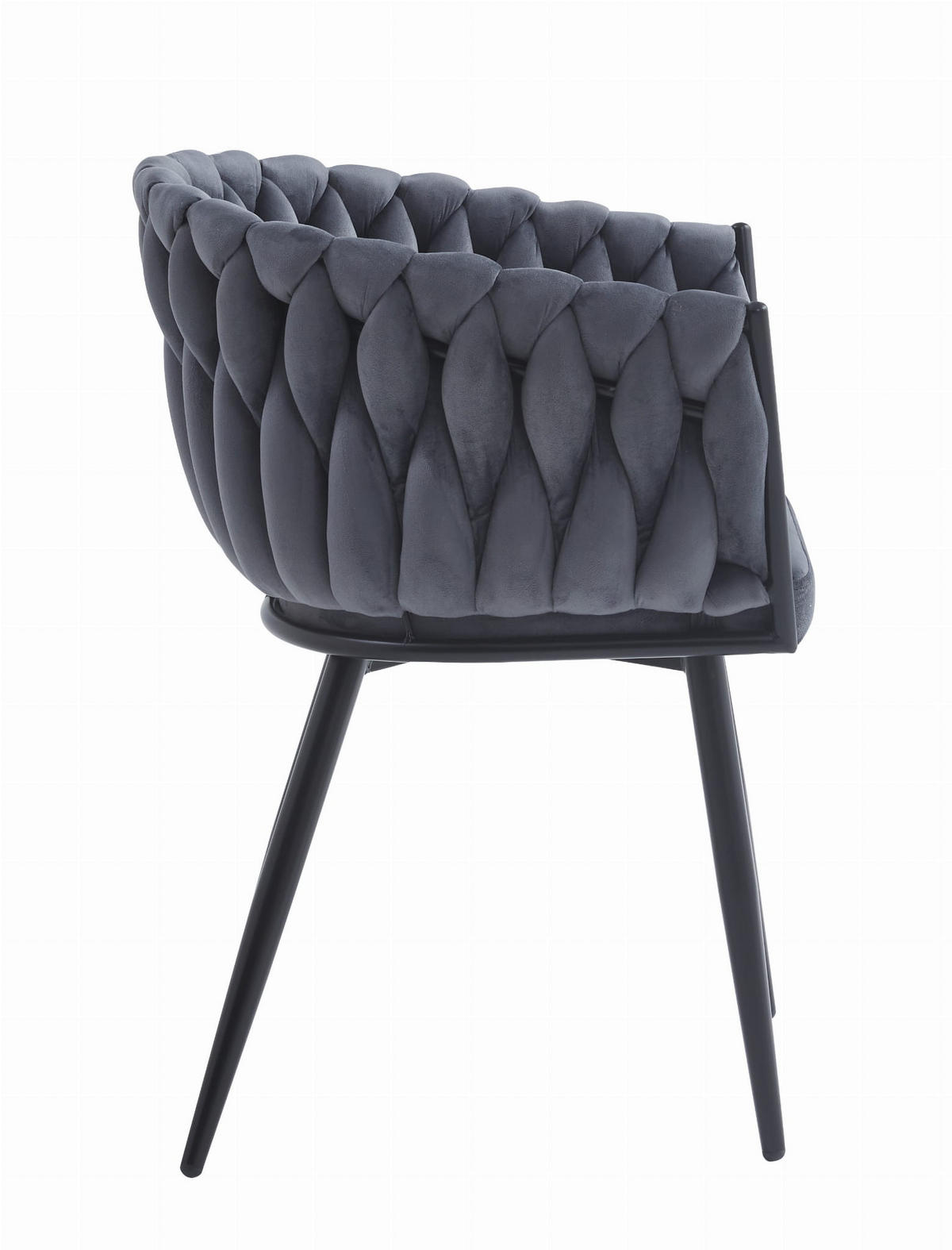STUHL ARONA 4-er Set, Grau, Schwarze metallische Beine - Anthrazit, Textil/Metall (61/79/55cm) - Komodee