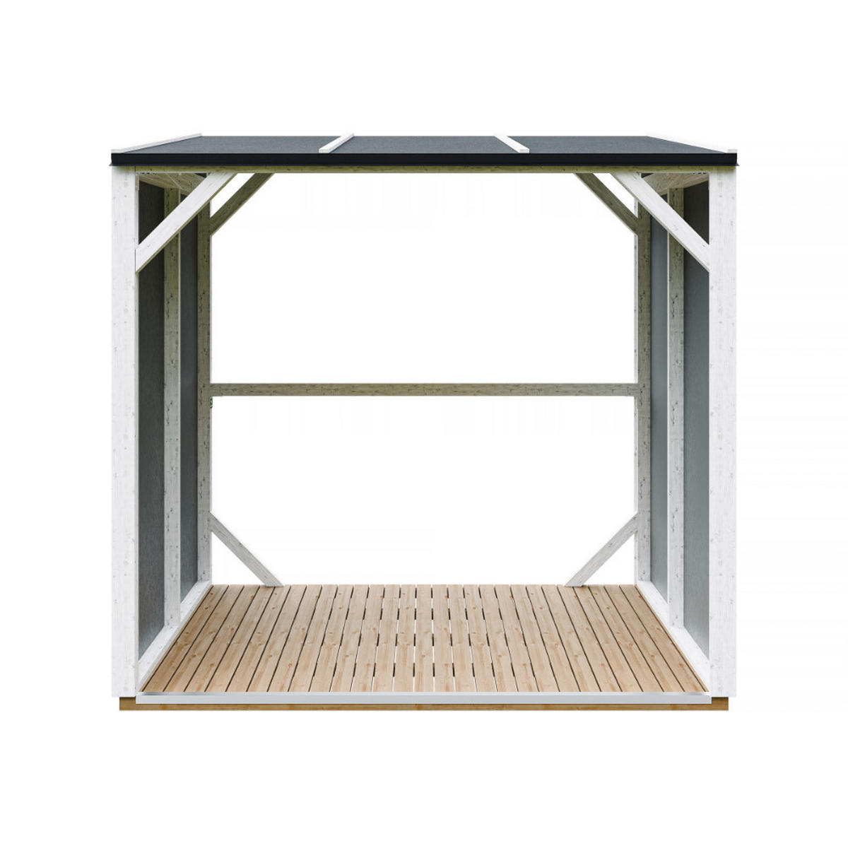 TIMBELA M984-CAVERN STEEL Prístrešok na drevo 2,54 m², prístrešok na palivové drevo s objemom ~4,4 m³ - sivá, drevo (118/220/215cm) - Timbela