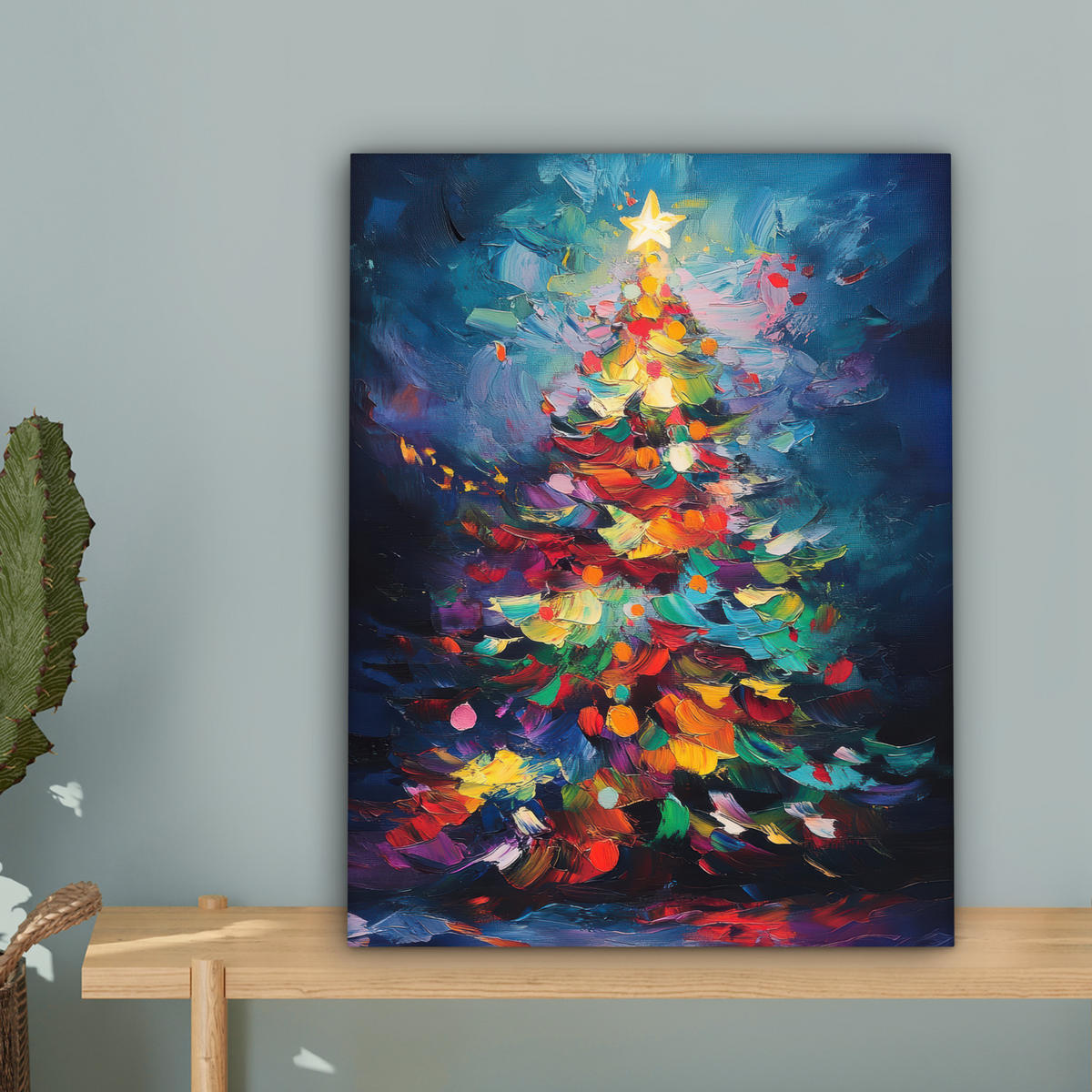 LEINWANDBILD Weihnachtsbaum - Weihnachten - Abstrakt - Farbenfroh 30x40 cm - Multicolor, Textil (30/40cm) - MuchoWow