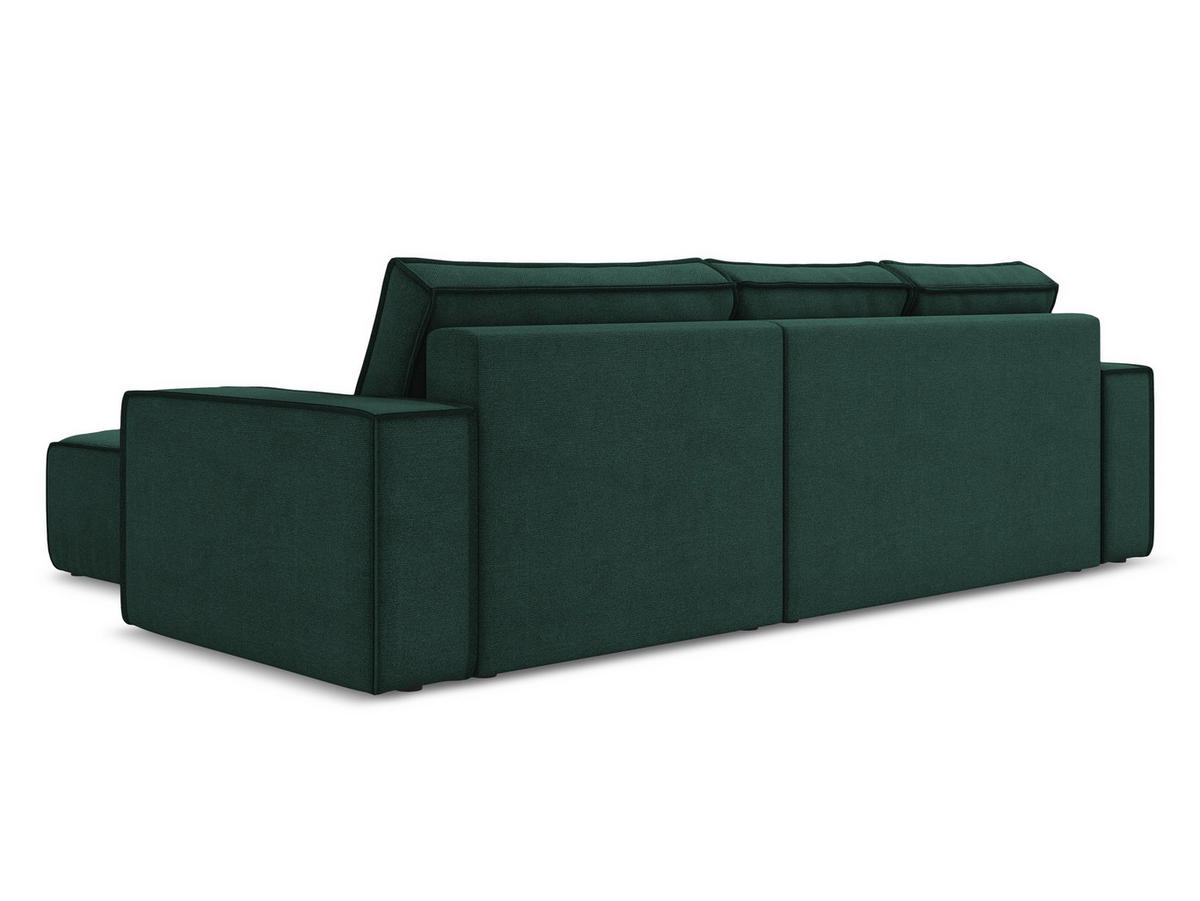 ECKSOFA mit Schlaffunktion Strukturstoff Stoff Grün - Dunkelgrün/Schwarz, Kunststoff/Textil (290/185cm) - Makamii