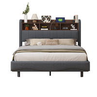 POLSTERBETT 140/200 cm Grau mit Stauraum, LED-Beleuchtung und USB-/Type-C - Grau, Textil (140/200cm) - Flora Grace