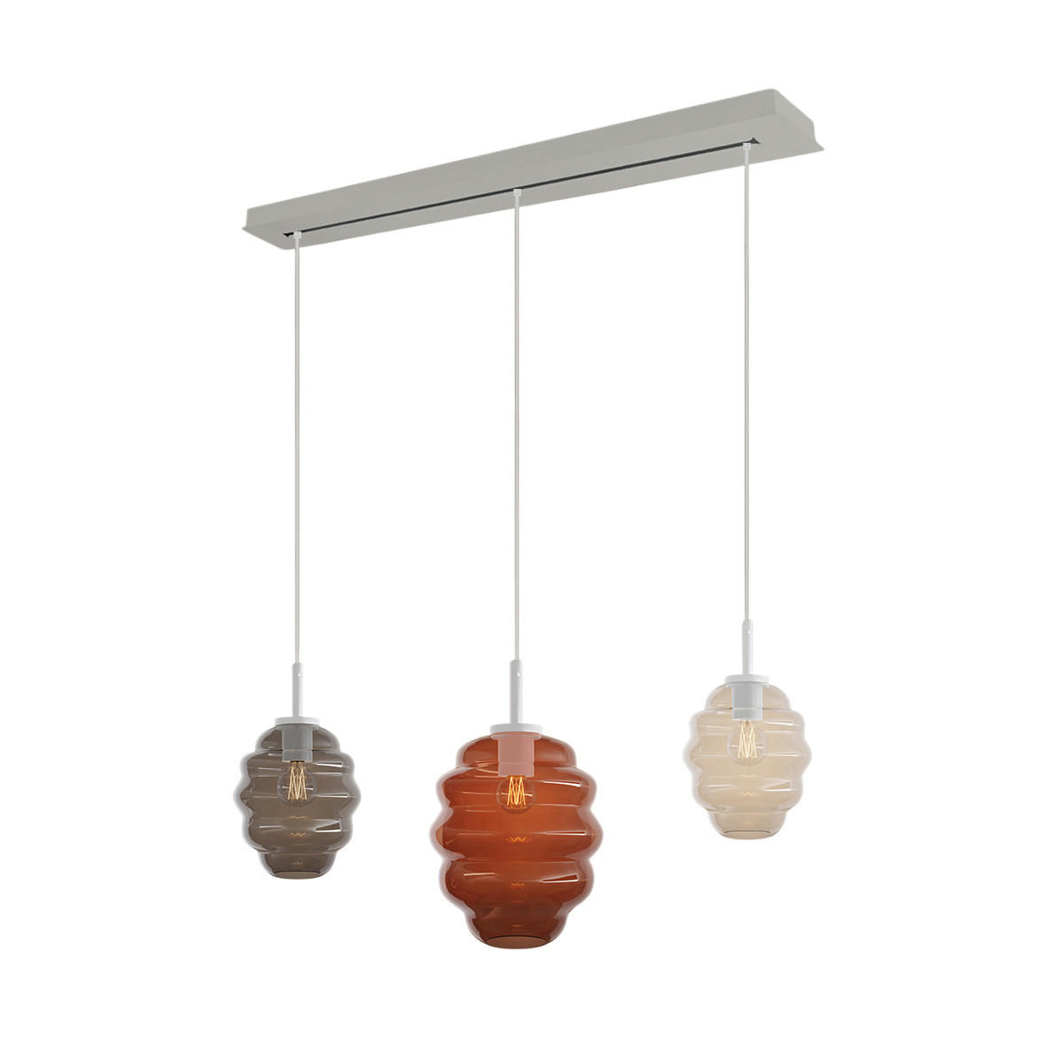 HÄNGELEUCHTE Echos 3-flammig Mehrfarbig Ø 18/25cm - Multicolor/Weiß, Glas (18/18/20cm) - s.luce