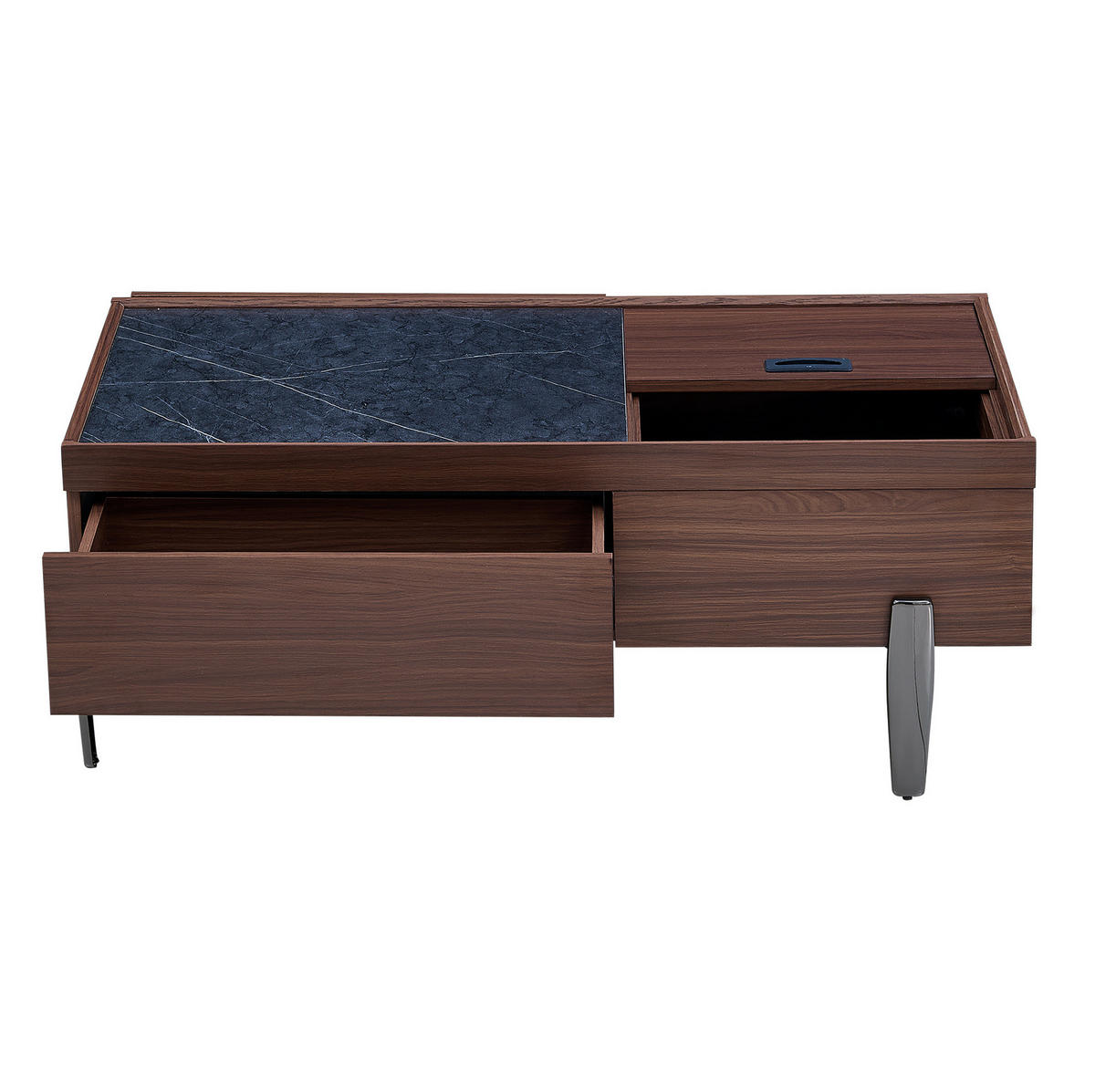 KLUBSKA miza, 105/50/41,5 cm MDF/steklo rjava s predali in prostorom za shranjevanje - rjava, leseni material (105/50/41.5cm) - BEAOK