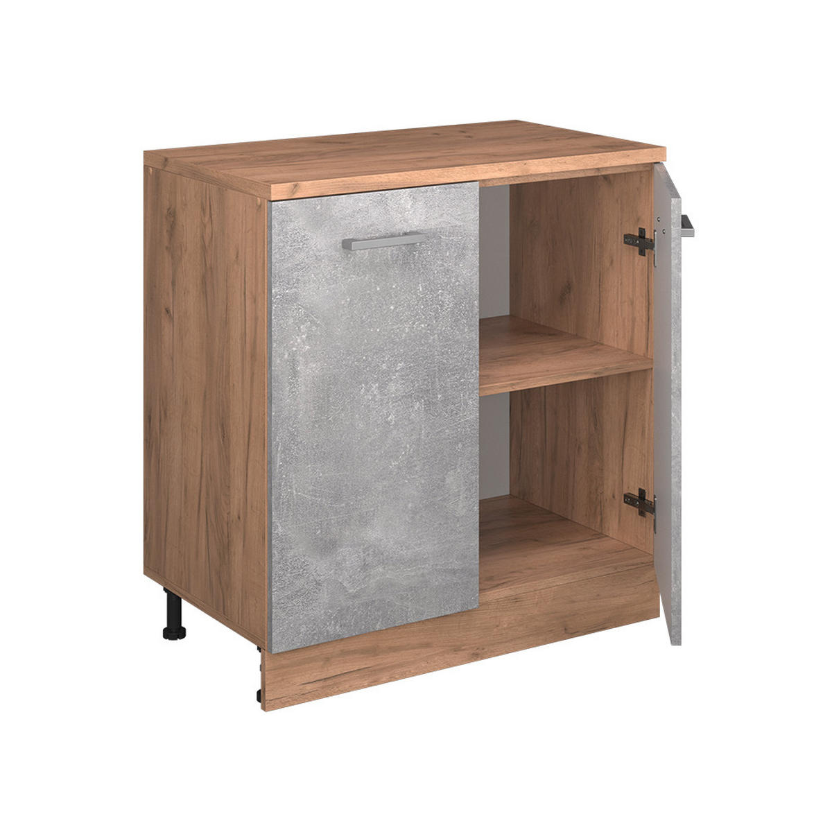 KUHINJSKA OMARA ZA POŠEVNE STREHE R-Line, Beton, 80 cm brez naklona z 2 vrati - siva/medeni hrast, leseni material (80/83.8/46cm) - Vicco