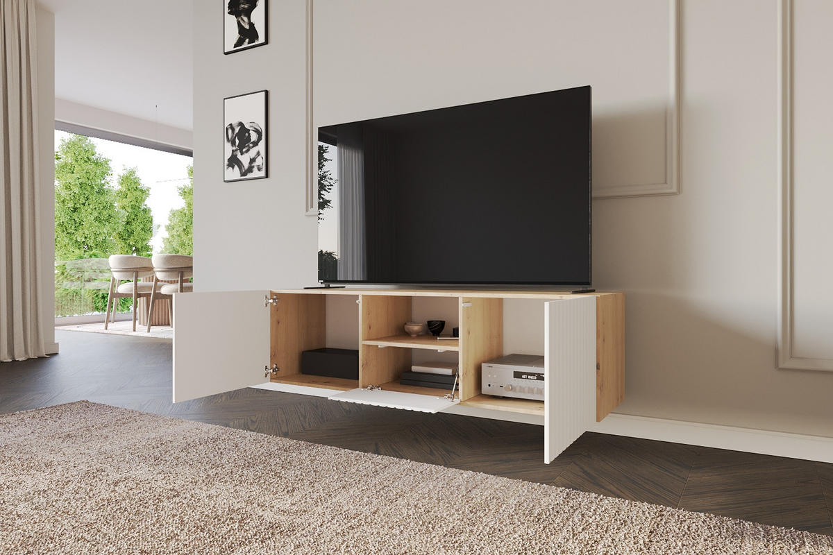 LOWBOARD KITO-W 140x40x41 cm - Artisan / Weiß - Weiß, Holzwerkstoff (140/40/41cm) - ALTDECOR