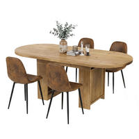 ESSGRUPPE 1+4 Ausziehbarer Tisch 150-200cm Eiche & 4 Vintage Stühle Braun - Eichefarben, Holzwerkstoff (200/76/90cm) - Urban Meuble