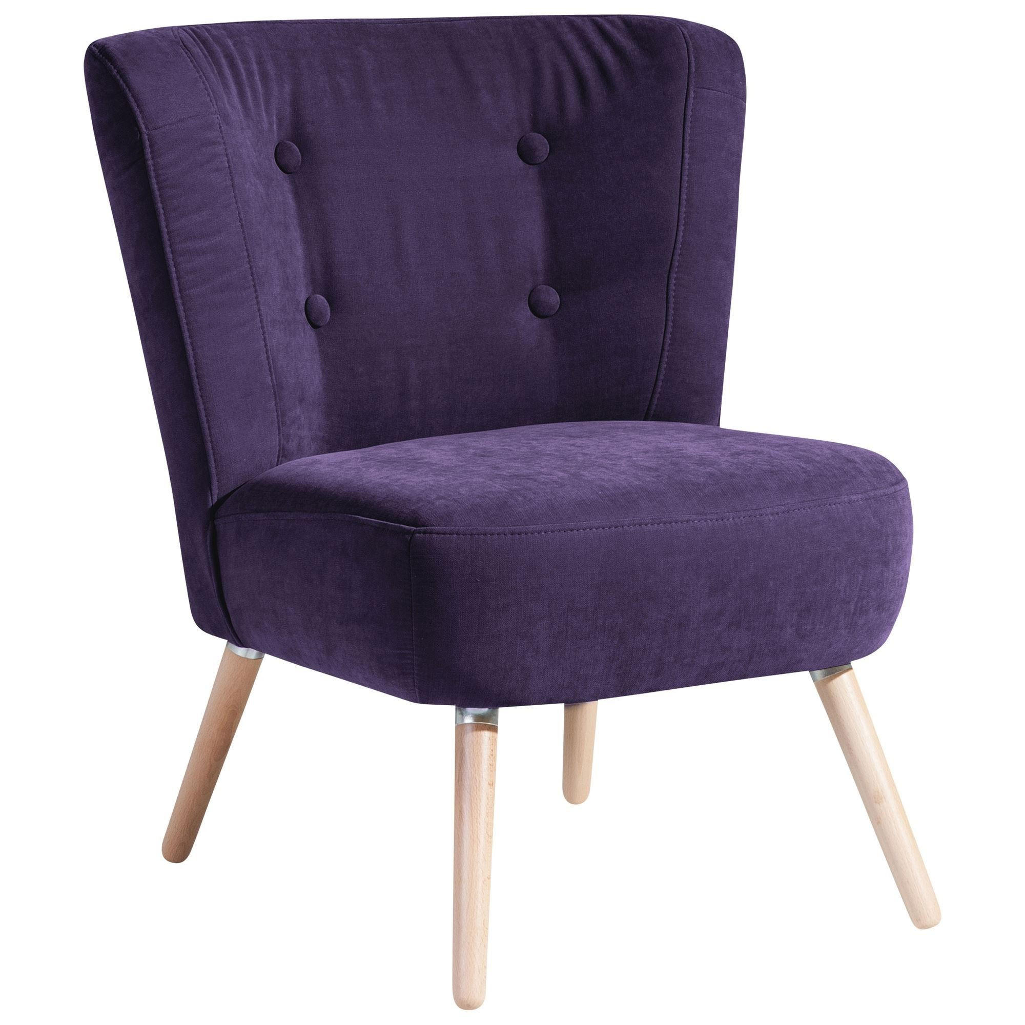 SESSEL Kassi Bezug Veloursstoff Buche natur / violett - Lila, Kunststoff (69/80/68cm) - 58aufmkessel