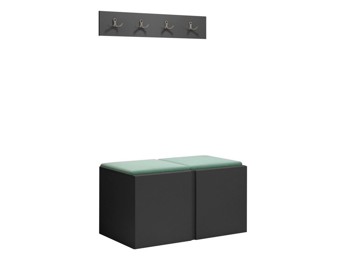 GARDEROBEN-SET Orion VI - Graphitfarben/Mintgrün, Holzwerkstoff/Kunststoff (84/42/46cm) - MIRJAN24