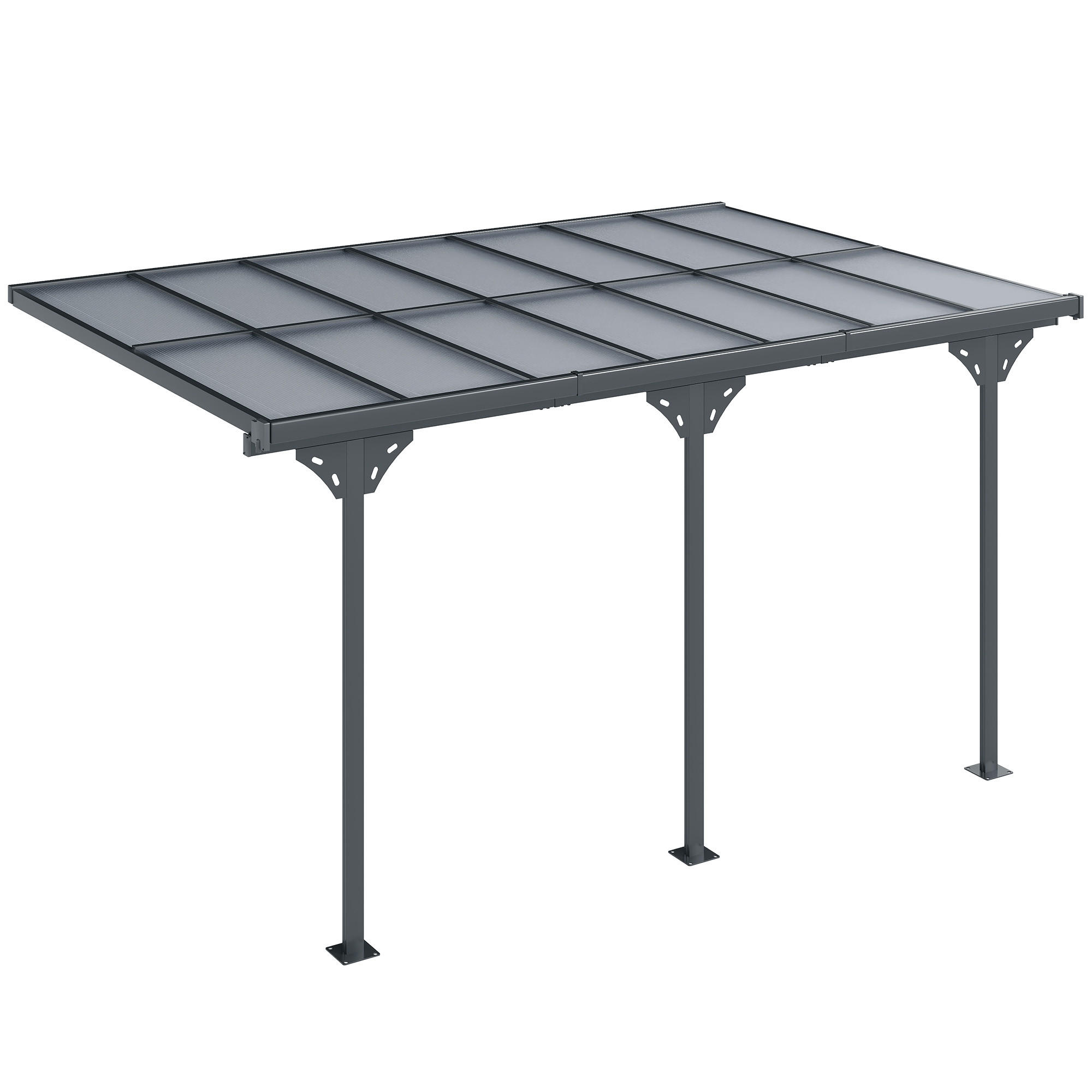 PERGOLA Pavillon Aluminium Grau - Grau, Metall (302/250/435cm) - Outsunny
