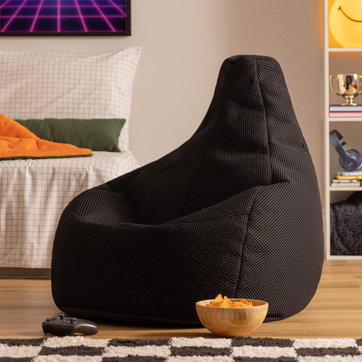 SITZSACK Liegesessel Dalton Techmesh Gaming - Schwarz, Textil (90/73/84cm) - icon