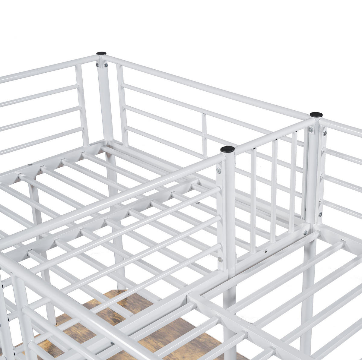 HOCHBETT 90/200 cm aus Metall und MDF mit Schreibtisch und Doppeltreppe Weiß - Weiß, Metall (90/200cm) - Modenvie