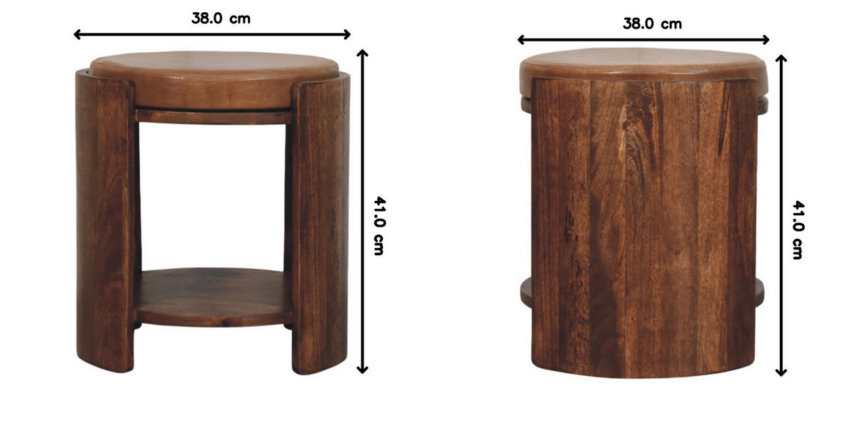 HOCKER mit Roasted-Almond-Finish, 1 offene Ablage, Ledersitz, kakaobraun - Braun, Leder/Holz (38/41/38cm) - Artisan Furniture