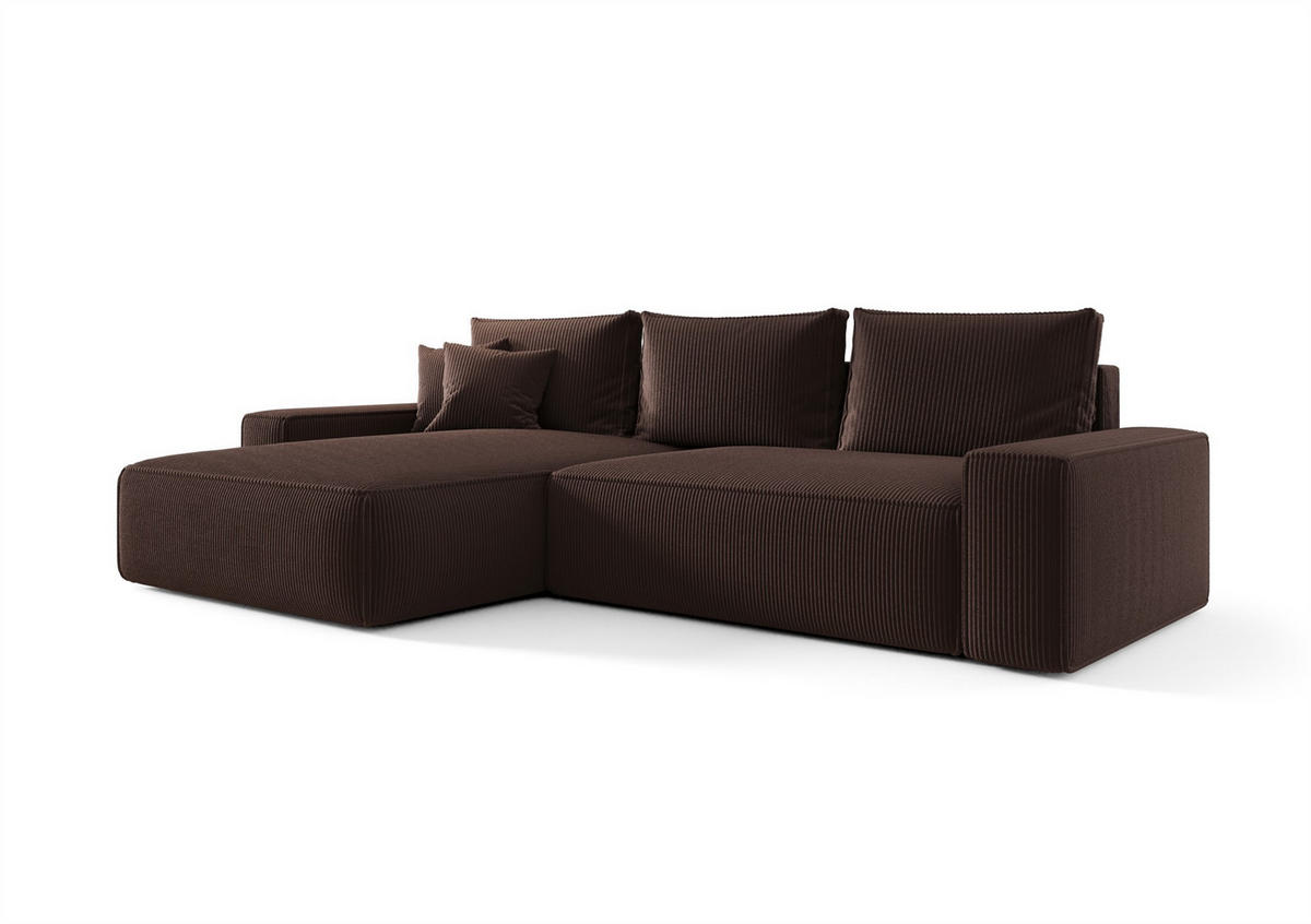 ECKSOFA Walken Mit Schlaffunktion - Braun, Holzwerkstoff/Textil (280/185cm) - Fun Möbel