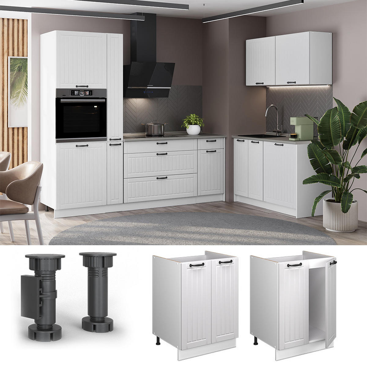 SPÜLENUNTERSCHRANK Fame-Line, Weiß Landhaus/Weiß, 60 cm - Weiß, Holzwerkstoff (60/82/60cm) - Vicco