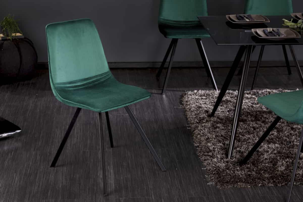 STUHL AMSTERDAM CHAIR Samt Smaragdgrün 85 cm - Schwarz/Grün, Textil/Metall (47/83/59cm) - riess-ambiente