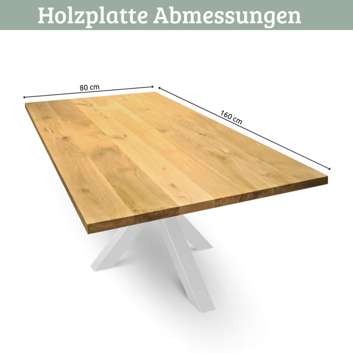 MASSIVHOLZPLATTE Eiche ERIK 160x80 cm Tischplatte rechteckig - Braun, Holz (160/80/4cm) - DELUKE
