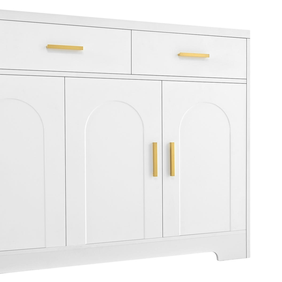 SIDEBOARD Weiß 4 Türen 3 Schubladen Gold Griffe MDF - Weiß, Holzwerkstoff (140/83/40cm) - FLIEKS