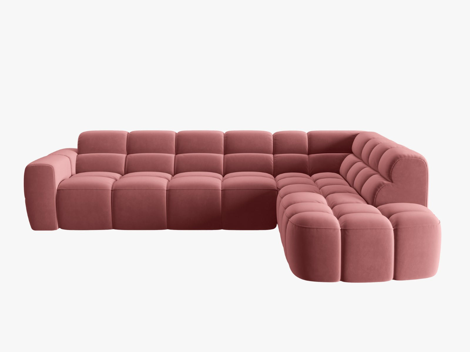 ECKSOFA rechts Lisa aus Samt lachs 5 Sitzplätze - Dunkelrosa, Textil (234/293cm) - Micadoni