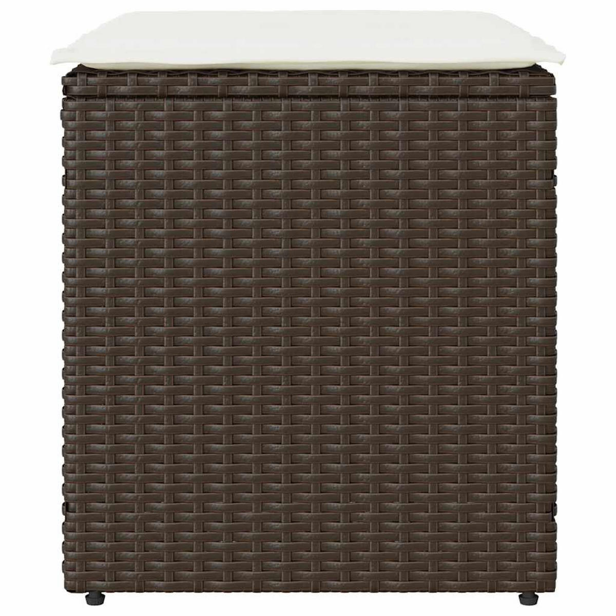 GARTENHOCKER Mit Kissen 2 Stk. Braun 40/40/43 Cm Poly Rattan - Creme, Kunststoff (40/43/40cm) - vidaXL