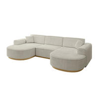 WOHNLANDSCHAFT MARI-U1-v2 - 303x171x83 cm Creme Cord - Hellgrau/Creme, Holzwerkstoff/Textil (303/83/171cm) - ALTDECOR
