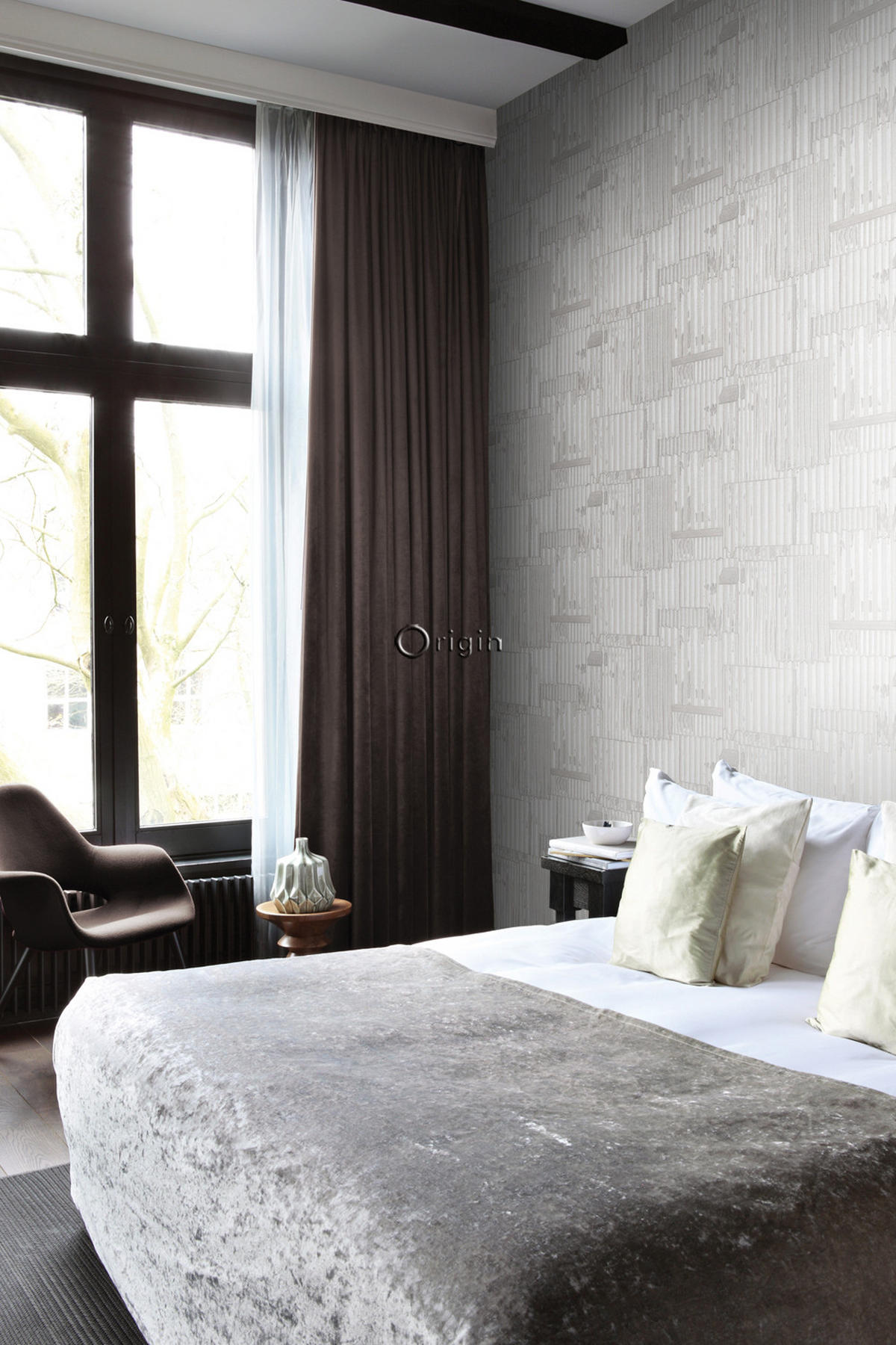 TAPETE industrielle Wellplatten aus Metall 3D 53 cm x 10.05 m - Weiß, Papier (53/1000cm) - Origin Wallcoverings
