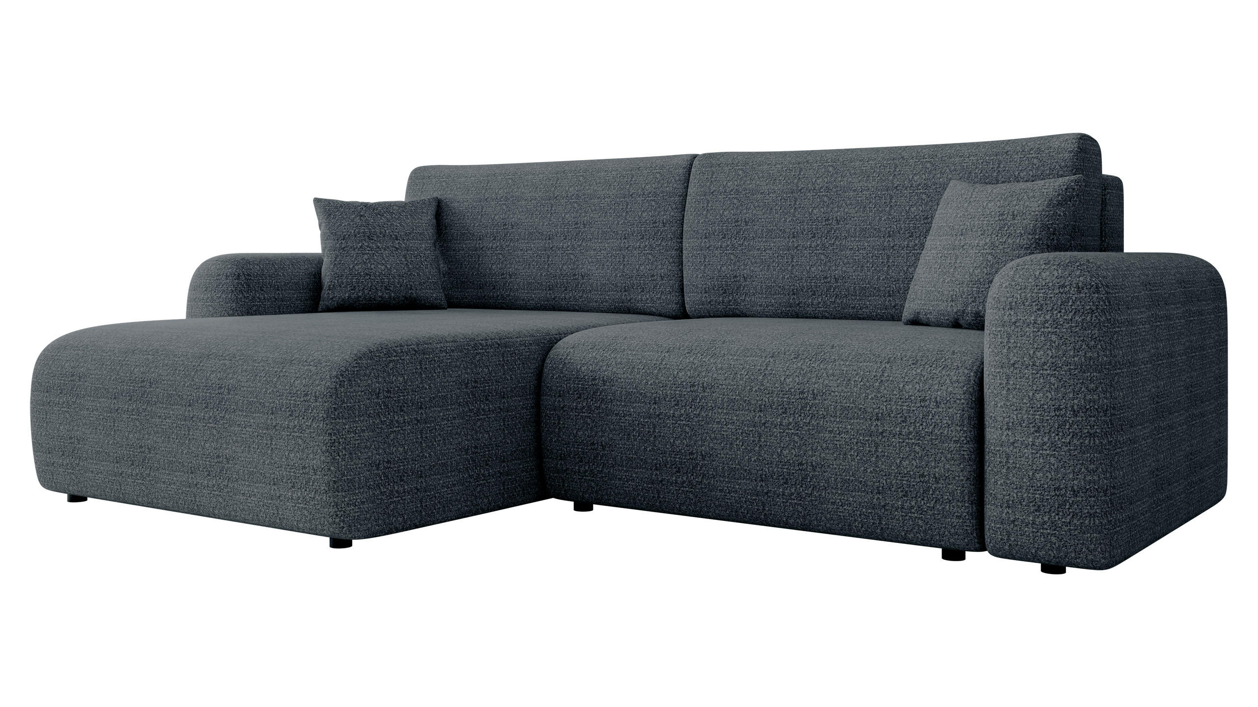 ECKSOFA Floryn L - Blaugrau/Schwarz, Holz/Kunststoff (245/145cm) - MIRJAN24
