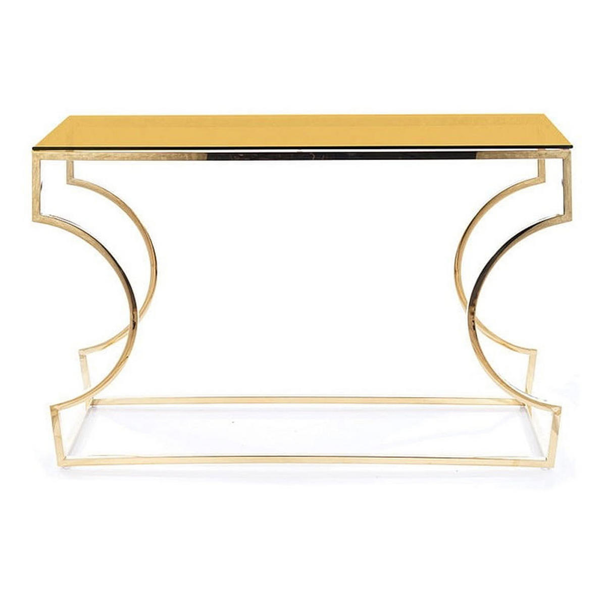 KONSOLENTISCH Kairo Bernsteinfarben / Gold 120 / 40 / 78cm - Goldfarben, Glas/Holz (40/120/78cm) - Feldmann-Wohnen