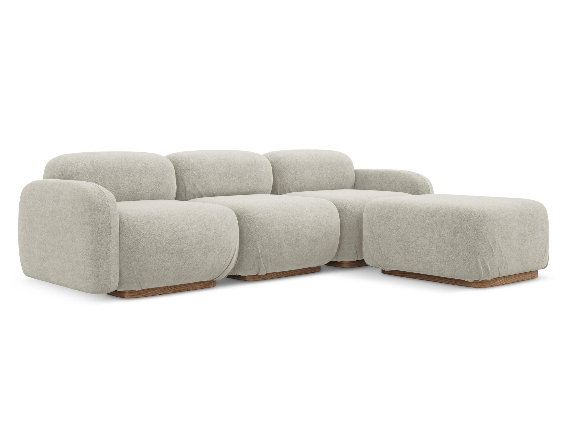 ECKSOFA Beidseitig Bouclé Stoff Beige - Beige/Creme, Holz/Textil (270/190cm) - Makamii