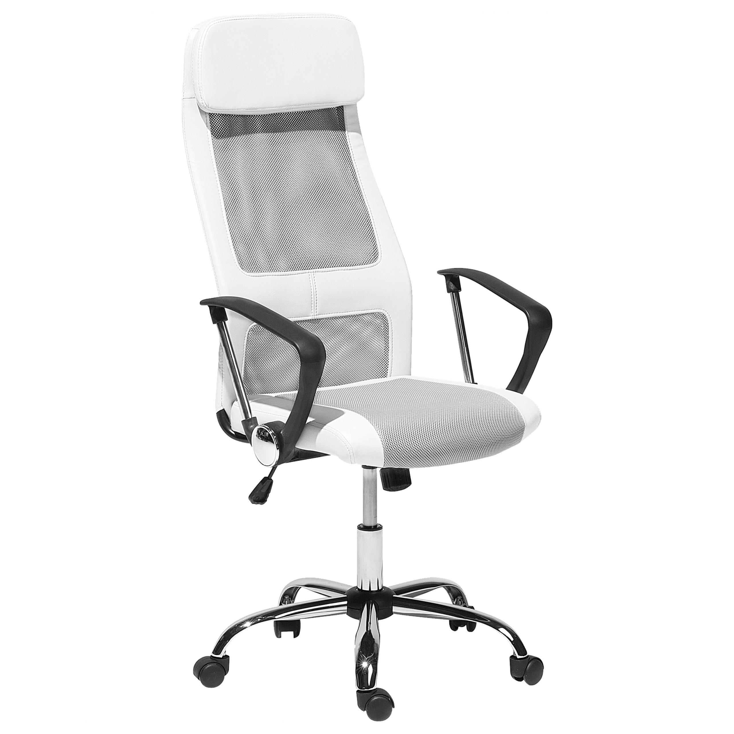 BÜROSTUHL Kunstleder Weiß Pioneer - Weiß, Kunststoff/Textil (63/118/63cm) - Beliani