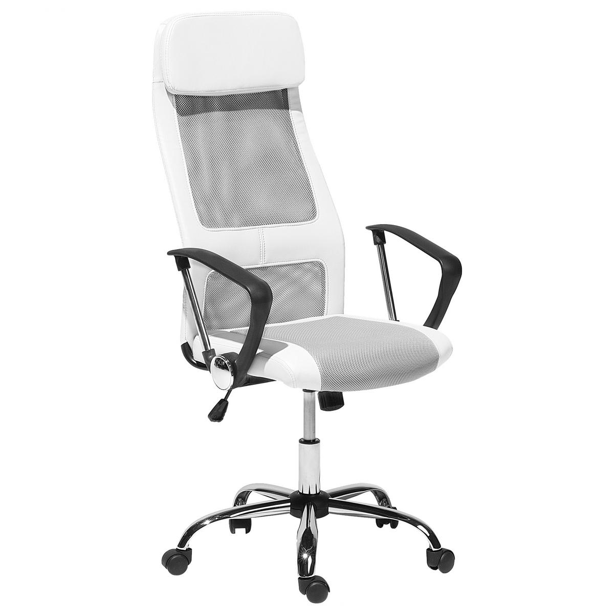 BÜROSTUHL Kunstleder Weiß Pioneer - Weiß, Kunststoff/Textil (63/118/63cm) - Beliani