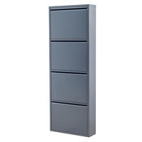 SCHUHSCHRANK schmal Metall mit Magnet 4 Klappen Anthrazit - Anthrazit, Metall (50/137/15cm) - Gowoll