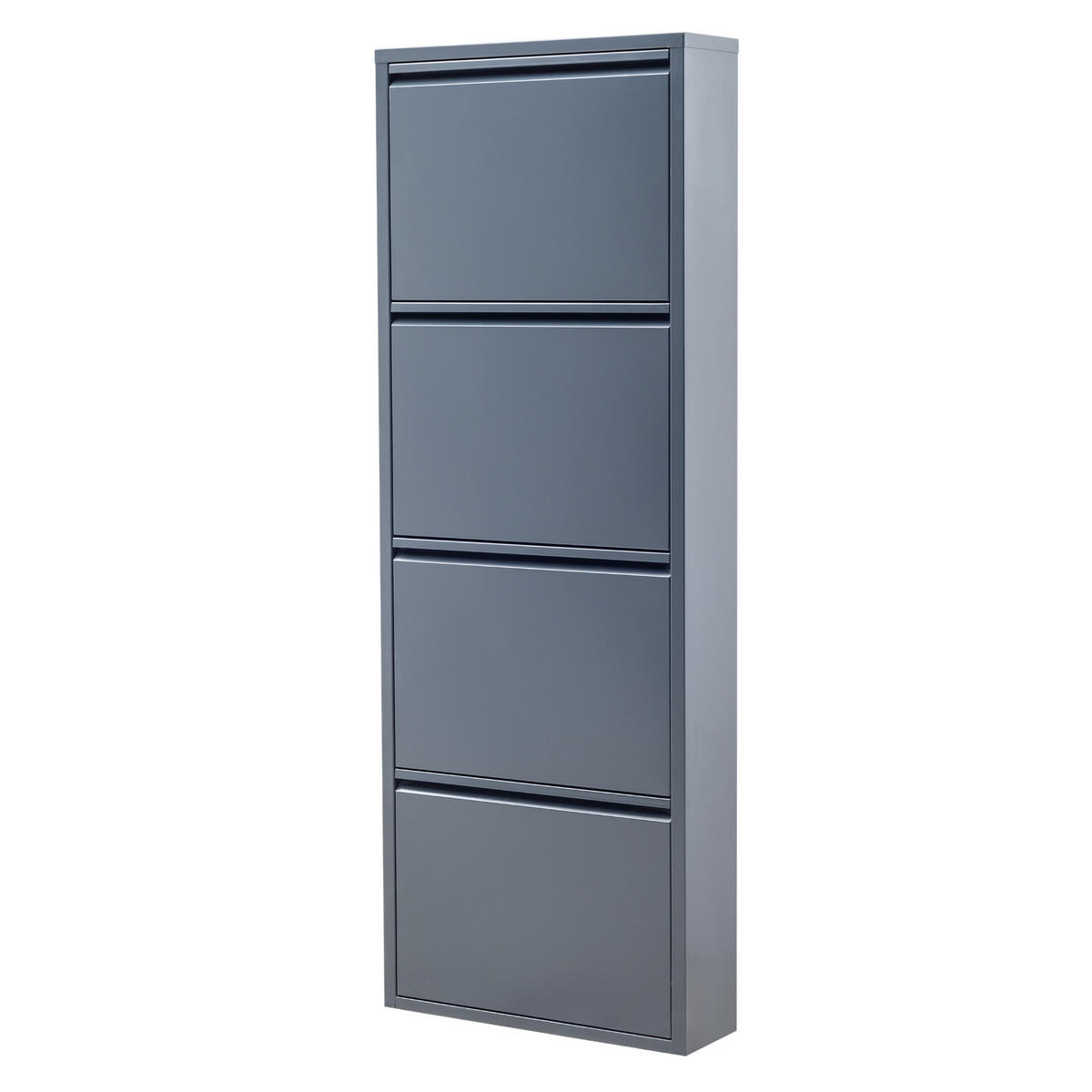 SCHUHSCHRANK schmal Metall mit Magnet 4 Klappen Anthrazit - Anthrazit, Metall (50/137/15cm) - Gowoll