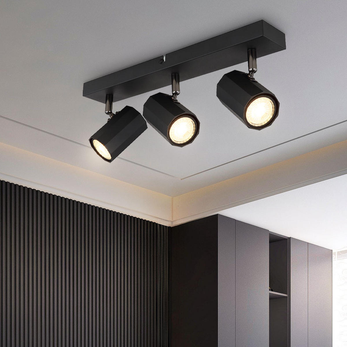 DECKENLEUCHTE JAMES Schwarz - Schwarz, Metall (39/6/14.5cm) - Globo Lighting