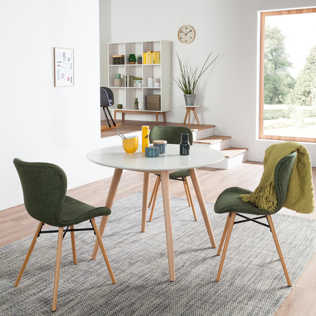 ESSTISCH rund - Eiche teilmassiv - Weiß, Holzwerkstoff (100/100/76cm) - home24