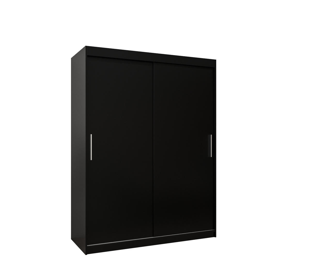SCHWEBETÜRENSCHRANK 200/150/62 2-türig - Silberfarben/Schwarz, Holz/Kunststoff (150/200/62cm) - MÖBEL KRYSPOL