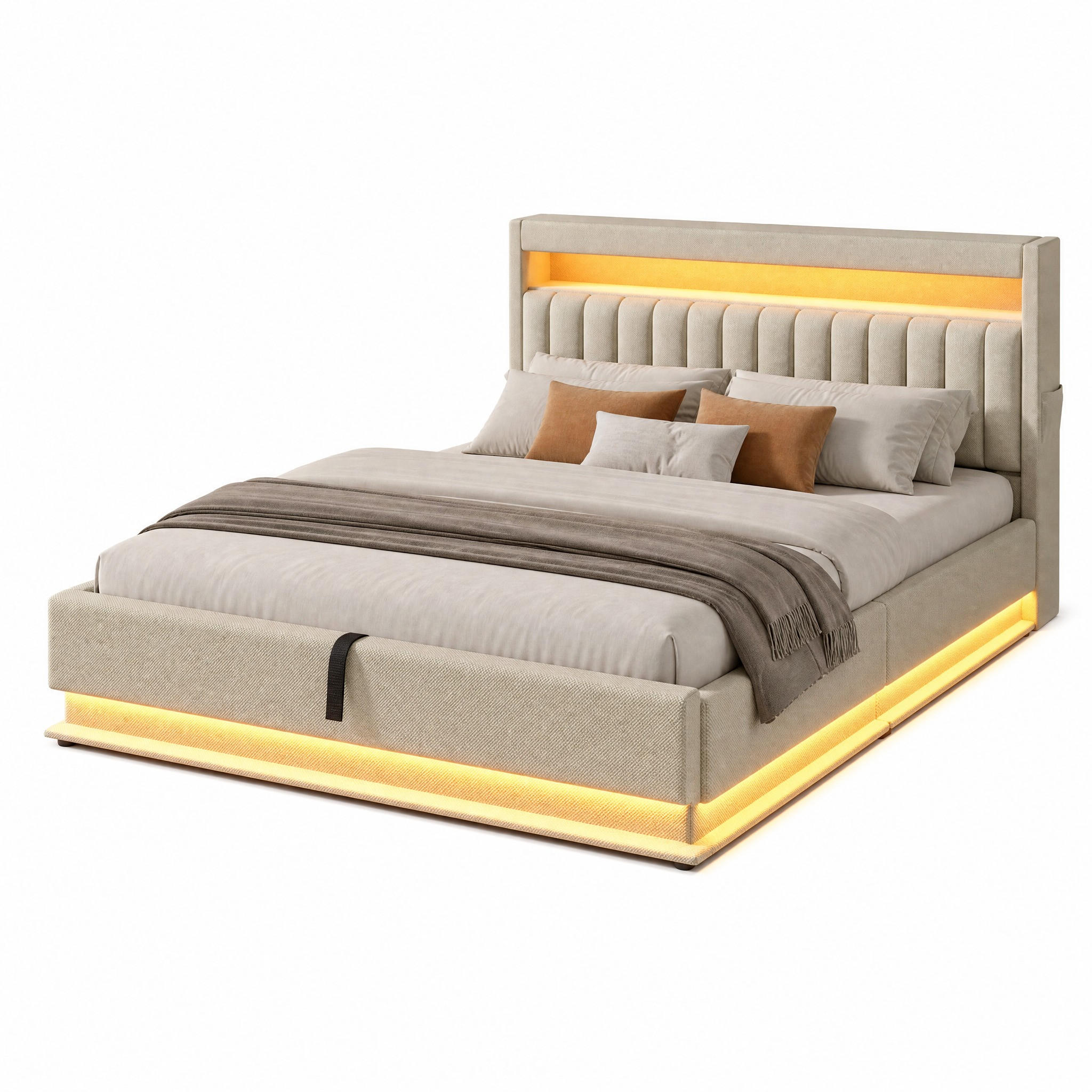 Beauniv Polsterbett Beige 160x200 cm