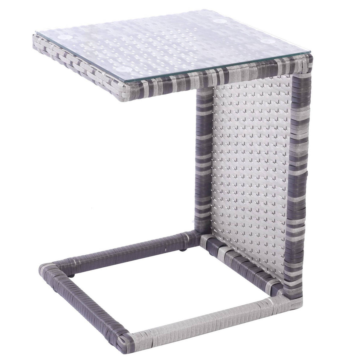 GARTENLOUNGE-SET 194/70/157 cm mit versenkbarem Sonnendach, modularen Elementen und Beistelltisch aus Polyrattan, Grau - Grau, Kunststoff - Redom