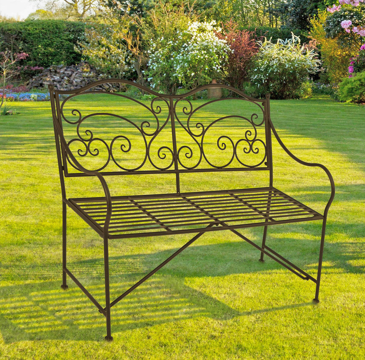 GARTENBANK Rupert Terrassenbank - Schwarz, Metall (106/92/43cm) - DELUKE